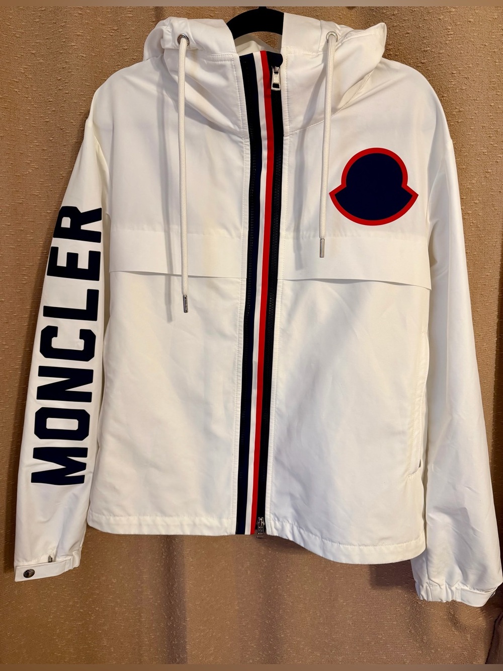 MONCLER Montreal Giubbotto White Logo Jacket size 3 (Large)